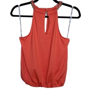Guess Coral Keyhole Halter Top with Chain Detail 🔥